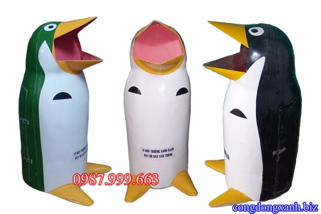 Thùng rác chim cánh cụt, thùng đựng rác nhựa chim cánh cụt nhựa composite